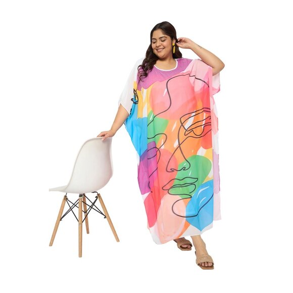 Gypsie Blu Women Georgette Kaftan Dress Long Kimono Maxi Dresses for Casual Wear - Picture 7 of 8